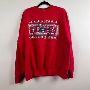 Vintage Santee Country Heart Flower Design Red Valentine Sweatshirt 2XL USA